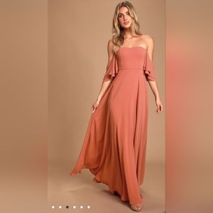Lulu's Abbington Off-the-Shoulder Bridesmaid Maxi Dress